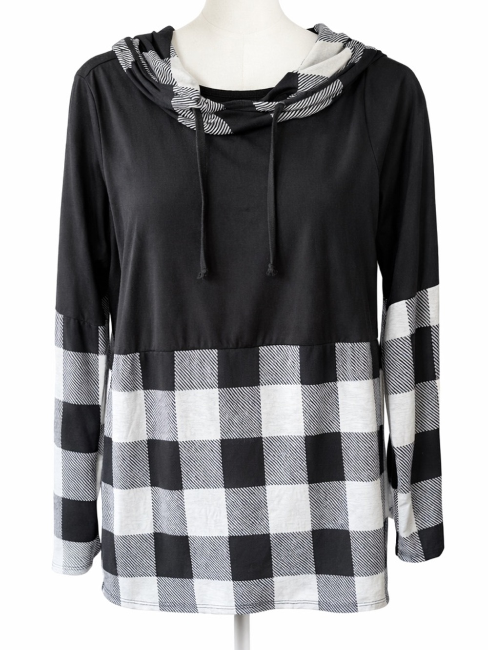 Love Black and White Checkered Hooded Shirt size small